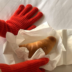 Guantes de cinco dedos de lana de punto con contraste de color