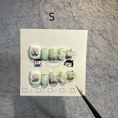 Parche de uñas con pintura al óleo romántica