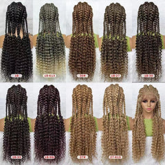 Peluca africana tejida a mano con trenzas de encaje