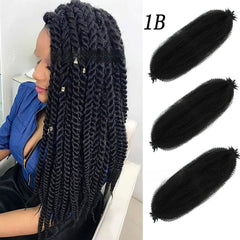 Peluca de pelo de ganchillo, elástica, afro, trenzada, de fibra química, con rastas