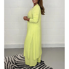 Traje casual de 2 piezas con top largo y pantalón