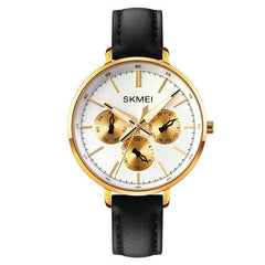 Six-pin Genuine Leather Retro Round Quartz Watch