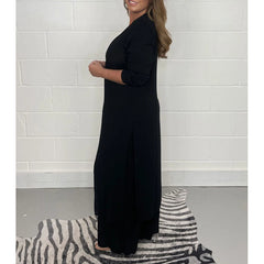 Traje casual de 2 piezas con top largo y pantalón