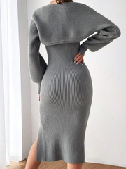 Vestido de suéter y cárdigan de tirantes