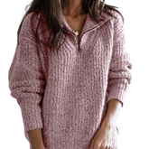 Klassischer Strickpullover mit Viertelreißverschluss