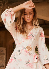 Maxi-Wickelkleid mit Blumenmuster