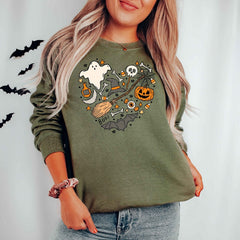 Sweatshirt mit Halloween-Doodles-Print