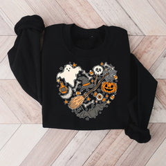 Sweatshirt mit Halloween-Doodles-Print