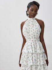 Sleeveless Hollow Floral Layered Cake Dress