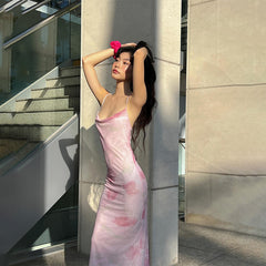 Rose Print Fitted Slip Midi Dress