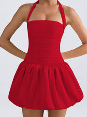 Sleeveless Ruched Bubble Mini Dress Dress