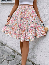 Floral Print Elastic Hem A-Line Skirt