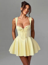 Sling Lace Halter Back Solid Color Dress