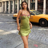 Suspender Waist Embroidered Lace Hip Dress