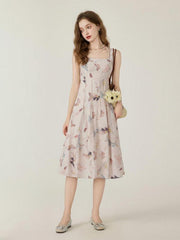 Forest-Style Fitted Halter Dress