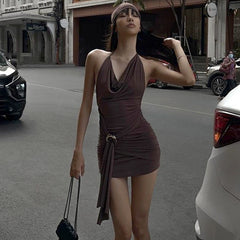 High Waist Slim Fit Halter Neck Dress