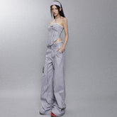 Chest-Wrapped Vest Trousers Striped Suit