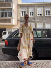 Printed V-Neck Cute Short-Sleeved Loose Dress