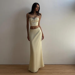 Camisole Lace Maxi Skirt Suit