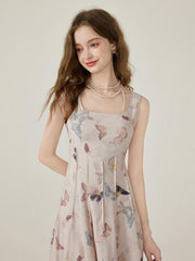Forest-Style Fitted Halter Dress
