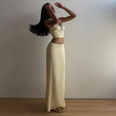 Camisole Lace Maxi Skirt Suit