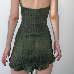 Halter Neck Ruffled Mini Dress