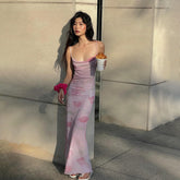 Rose Print Fitted Slip Midi Dress