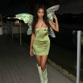 Suspender Waist Embroidered Lace Hip Dress