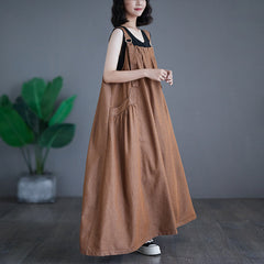 Pause The Moment – Latzkleid aus Denim mit Rundhalsausschnitt