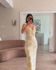 Retro Print Fitted Slip Dress