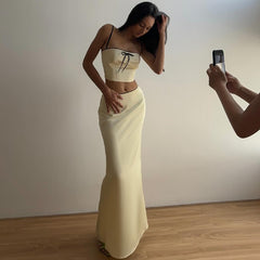 Camisole Lace Maxi Skirt Suit