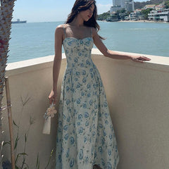 Sweet Style Slim Floral Suspender Dress