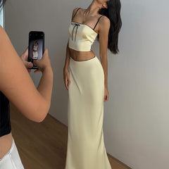 Camisole Lace Maxi Skirt Suit