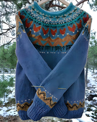 Suéter de punto de manga larga de invierno de estilo retro