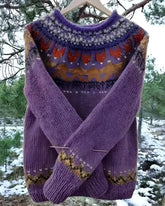 Suéter de punto de manga larga de invierno de estilo retro