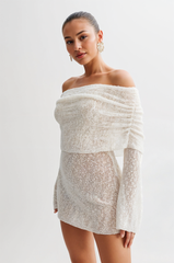 Sheer Ruched Mini Dress