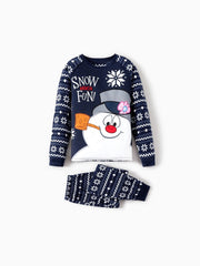 Passendes Familien-Pyjama-Set mit Schneemann-Grafikdruck
