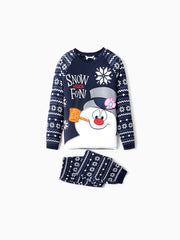 Passendes Familien-Pyjama-Set mit Schneemann-Grafikdruck