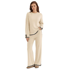 Zweiteiliges Strick-Lounge-Set mit Langarmoberteil und Hose