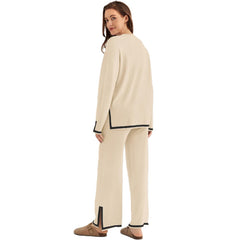 Zweiteiliges Strick-Lounge-Set mit Langarmoberteil und Hose