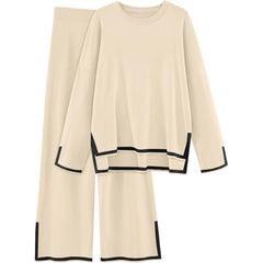 Zweiteiliges Strick-Lounge-Set mit Langarmoberteil und Hose