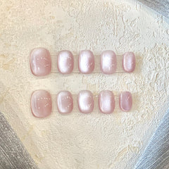 Pegatinas para uñas cortas con diseño de ojos de gato en flor de cerezo