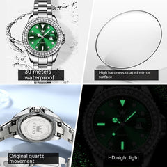 Diamant-Quarzuhr aus Edelstahl