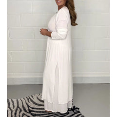 Traje casual de 2 piezas con top largo y pantalón