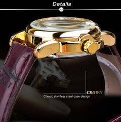 Retro Diamant besetzte hohle automatische mechanische Uhr