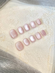 Pegatinas para uñas cortas con diseño de ojos de gato en flor de cerezo