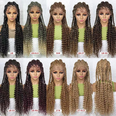 Peluca africana tejida a mano con trenzas de encaje