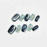 Handgemachte Custom Dunkelblau Katzenauge Strass Weiß Nische Hochwertige Wear Rüstung