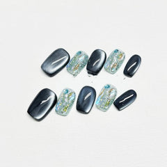 Handgemachte Custom Dunkelblau Katzenauge Strass Weiß Nische Hochwertige Wear Rüstung