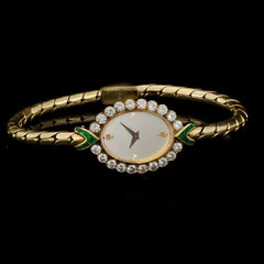 European Small Gold Watch Handmade Inlaid Rhinestone Middle Ancient